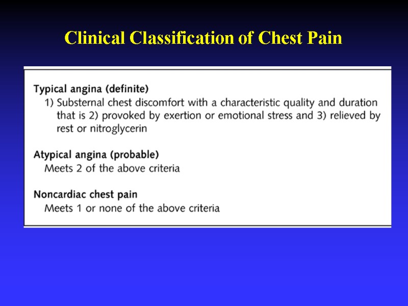Clinical Classification of Chest Pain